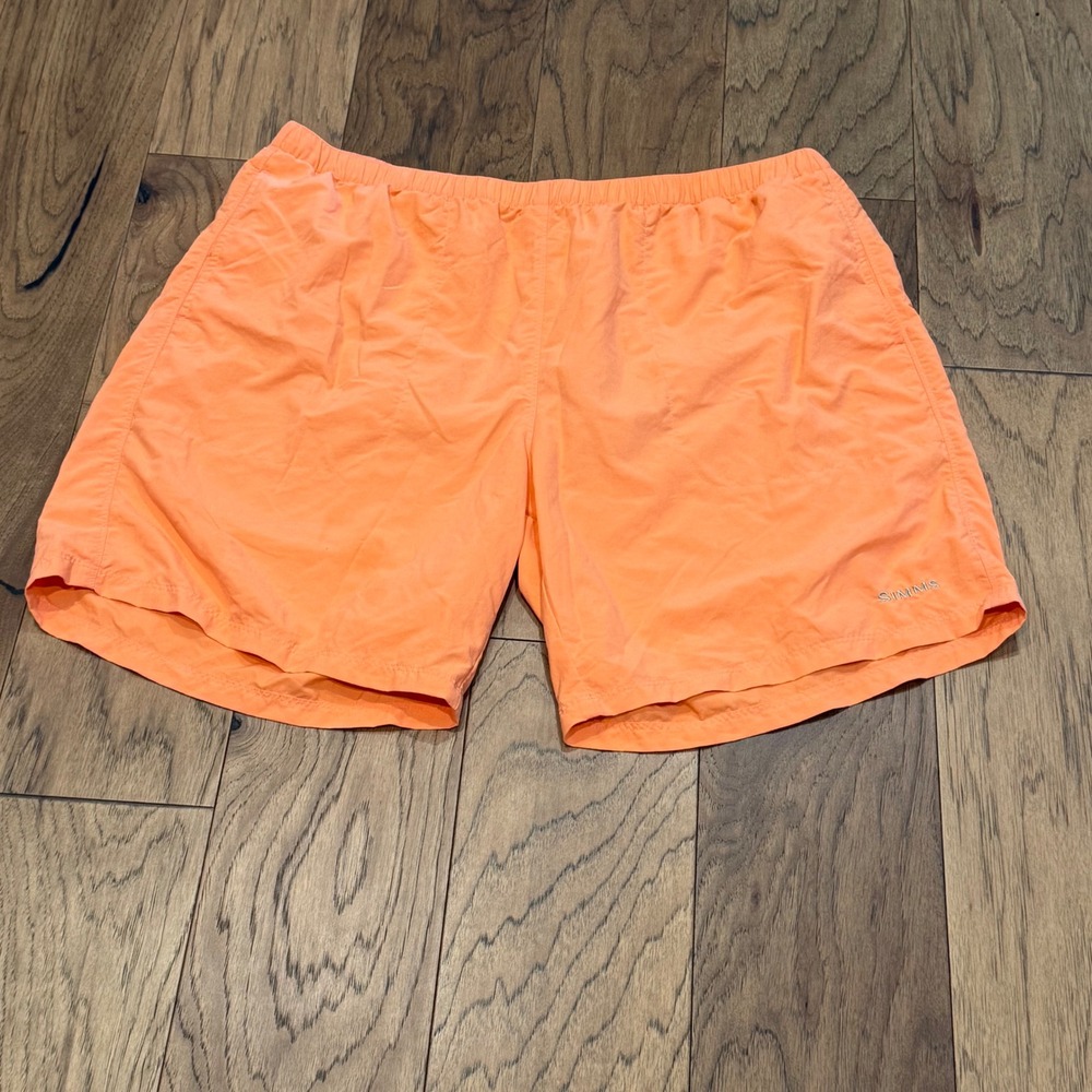Simms Fishing Products Mens XXL Orange Nylon Mesh Lined Board Shorts Swim Trunks